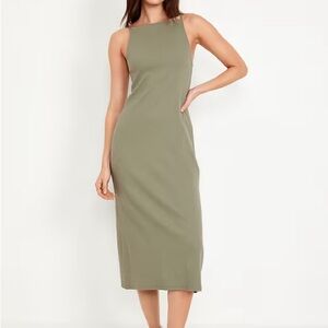 Old Navy Sage Green Sleeveless Rib-knit Midi Dress medium